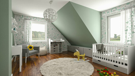 Kinderzimmer Flair 128 Kinderzimmer mit Fenstergaube.